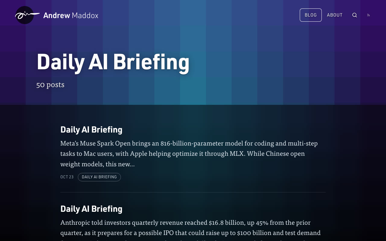After: Daily AI Briefing archive page